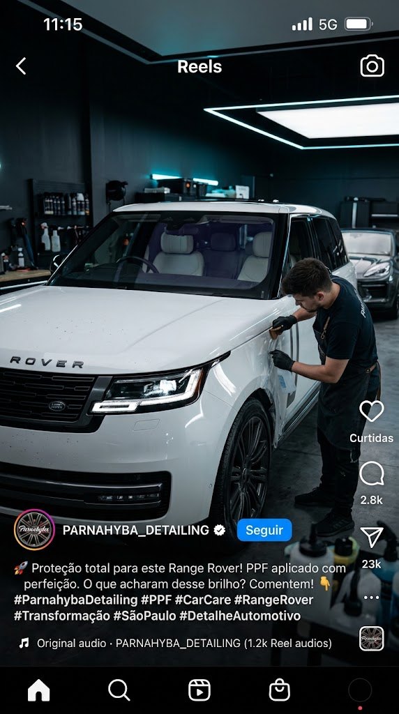Reel de aplicação de PPF em um Range Rover branco
